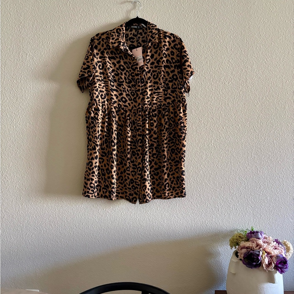 Missguided Tshirt Smock Leopard Print Dress